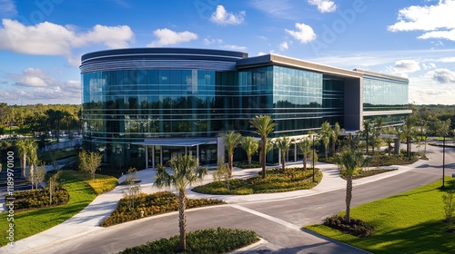 Aerial drone photography of commercial buildings, capturing unique architectural angles