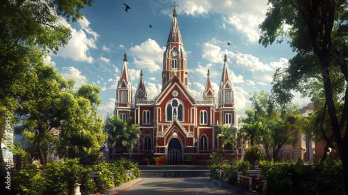 Grand church on a sunny day