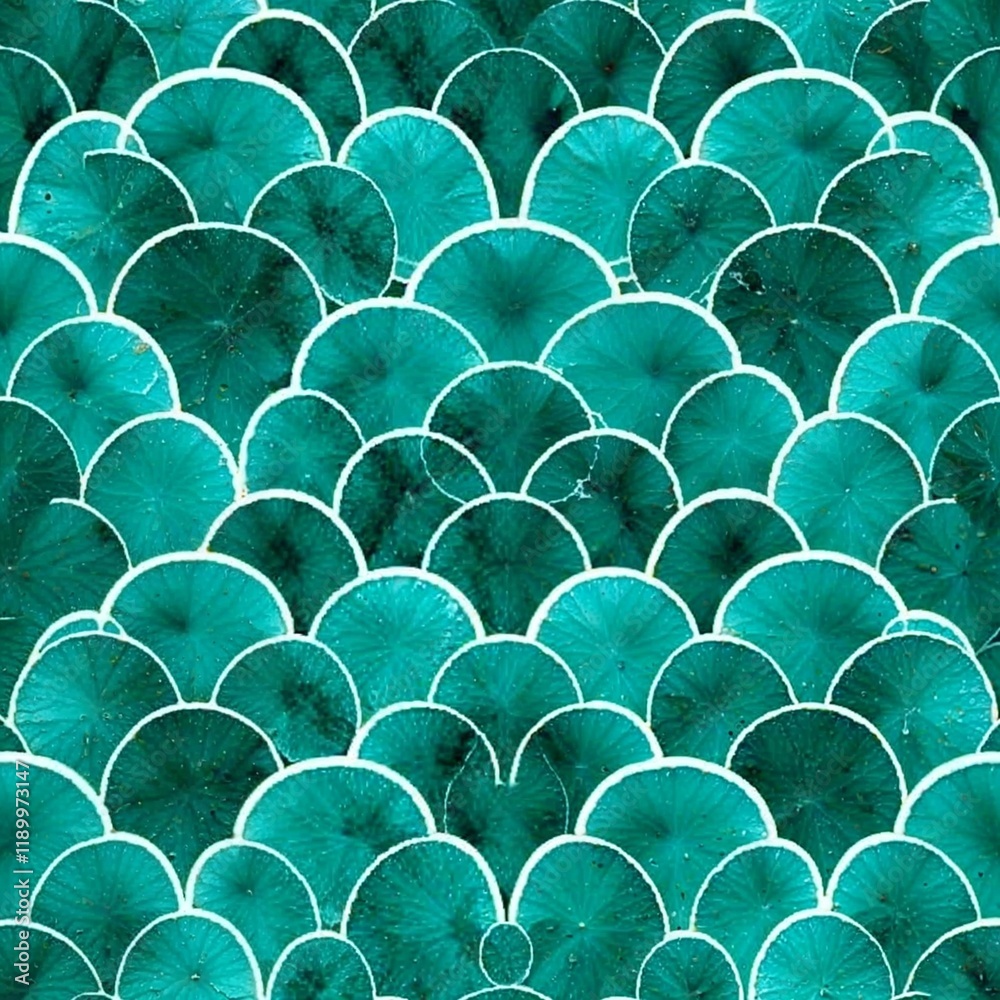 Fototapeta premium seamless pattern with a style reminiscent of fish scales or mermaid scales. The layout consists of overlapping semi-circular shapes arranged in a repetitive, orderly fashion