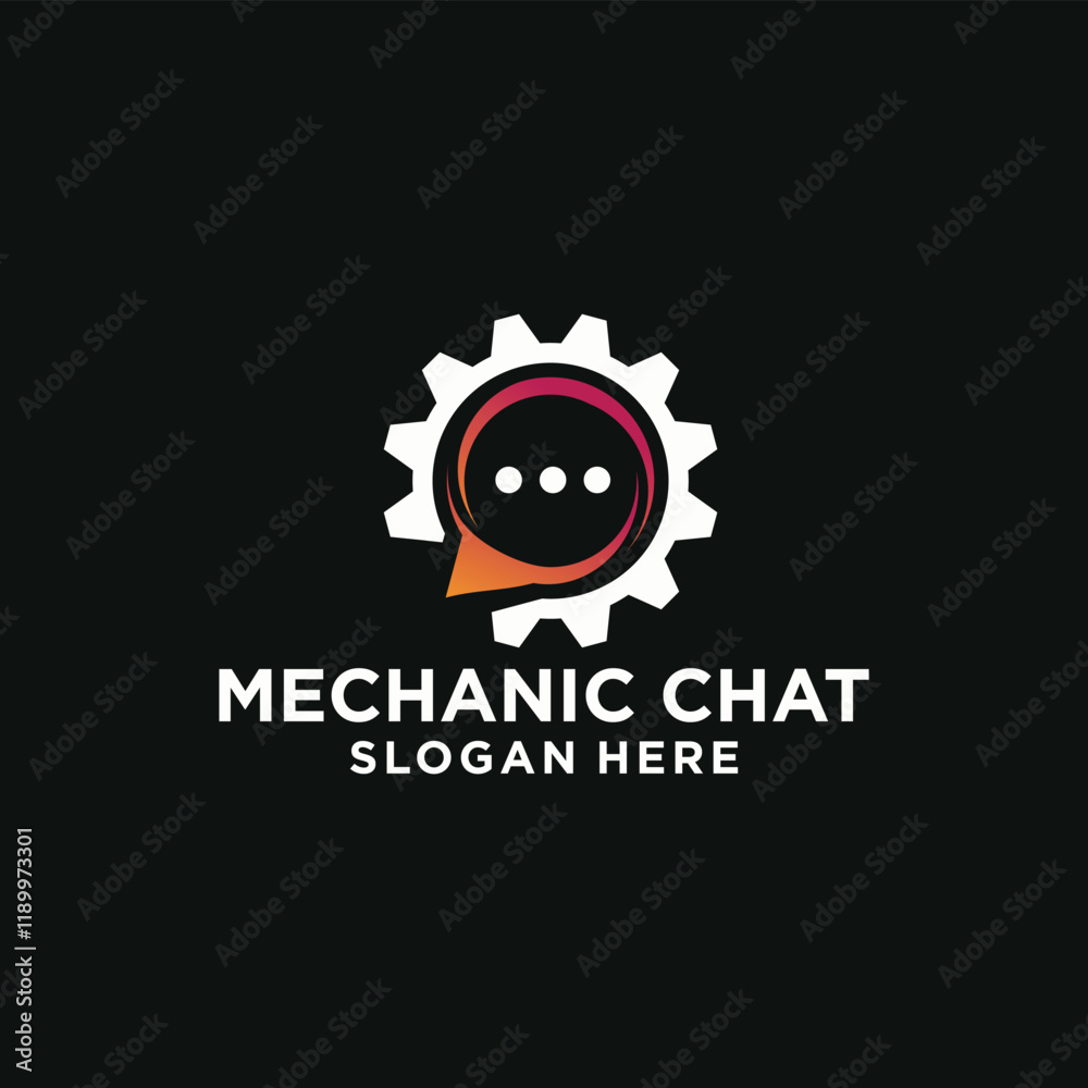 Fototapeta premium Mechanic conversation logo, chat logo symbol, conversation with the nearest repair shop.