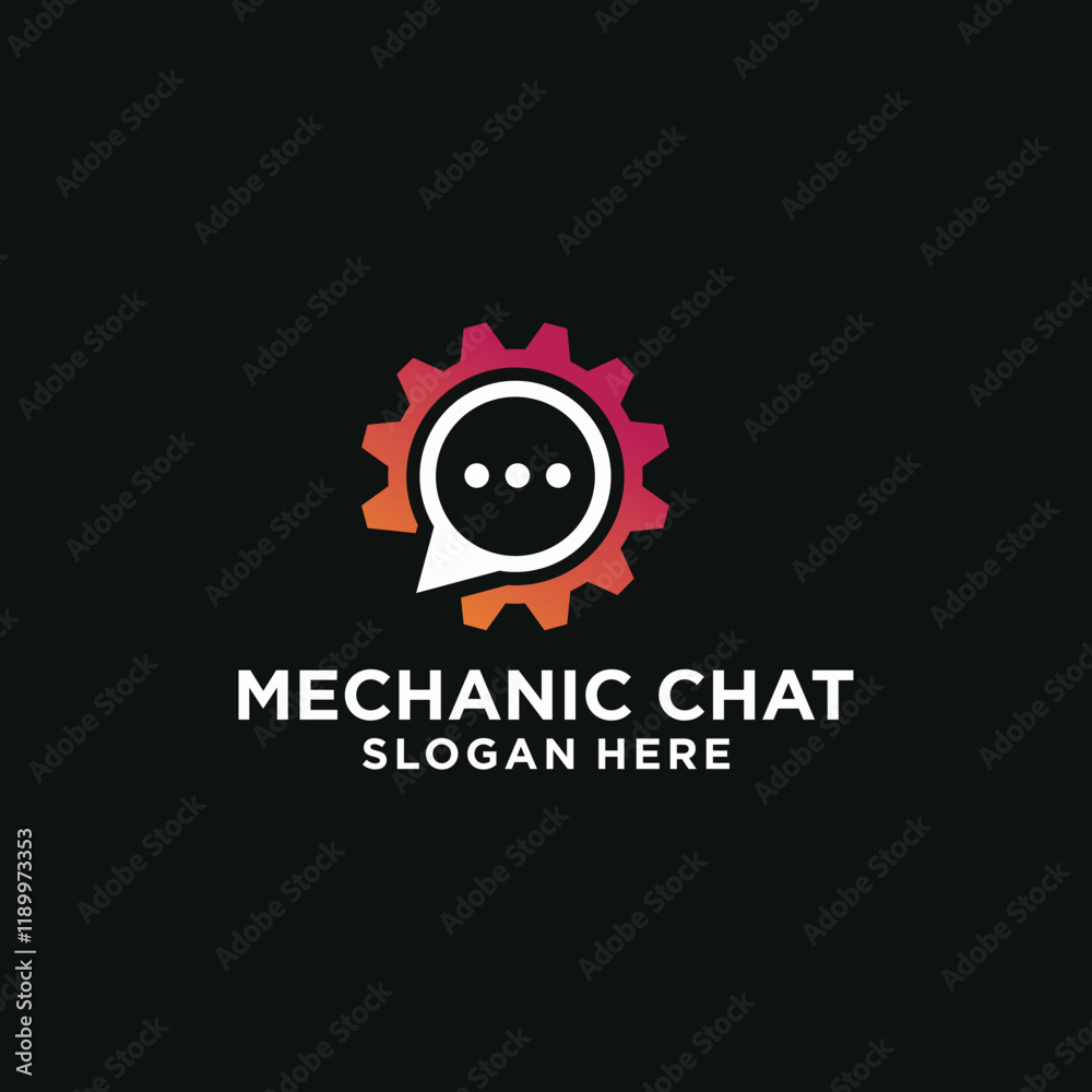 Mechanic conversation logo, chat logo symbol, conversation with the nearest repair shop. Mechanic conversation logo, chat logo symbol, conversation with the nearest repair shop.
