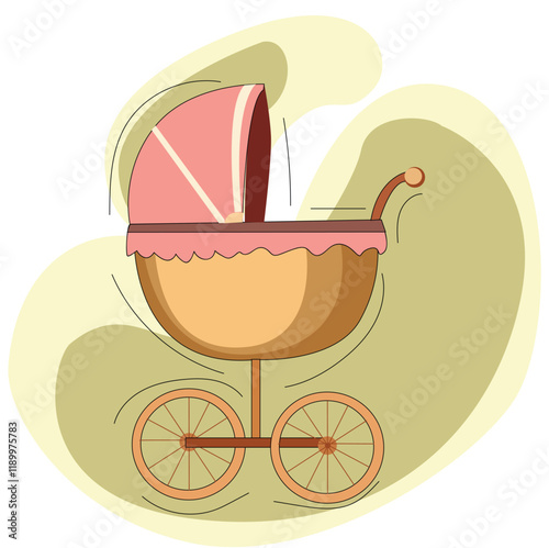 Baby stroller. vintage engraved illustration