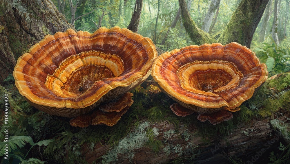 Giant Shelf Mushrooms Thriving in Lush Rainforest Habitat: A Detailed Look at Fungi's Beauty and Biodiversity Giant Shelf Mushrooms Thriving in Lush Rainforest Habitat: A Detailed Look at Fungi's Beauty and Biodiversity