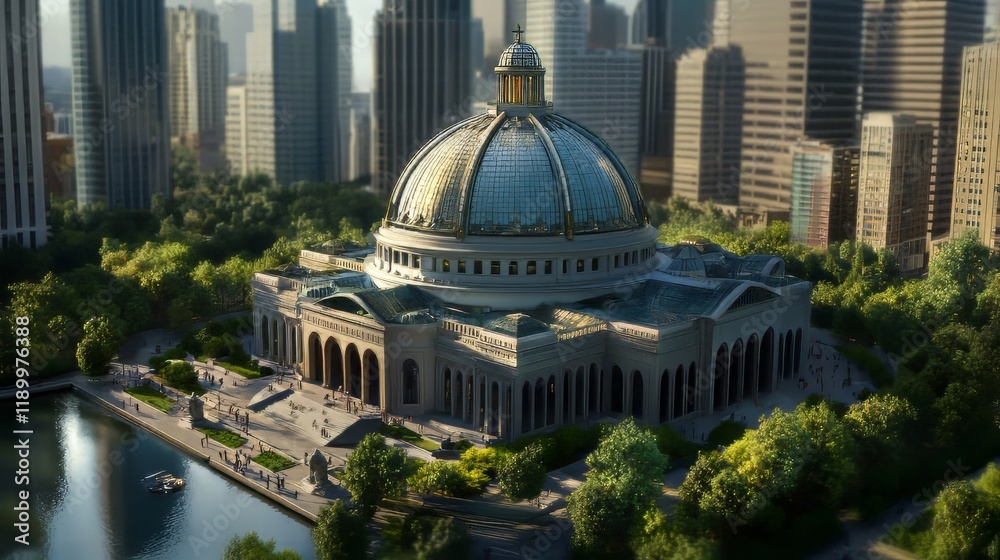 Fototapeta premium Grand dome building in city park