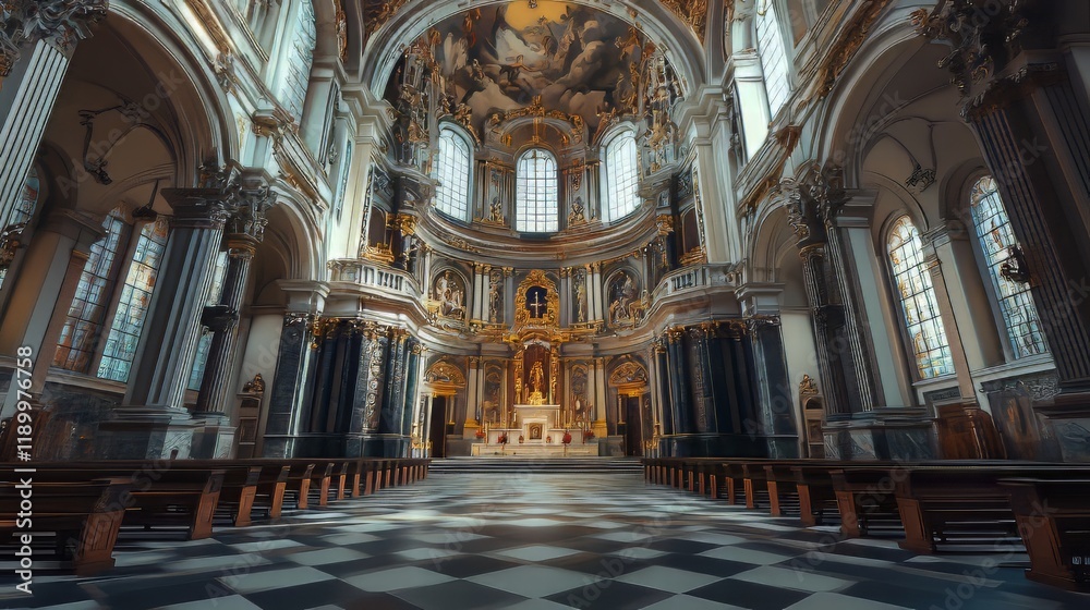 Fototapeta premium Grand cathedral interior, ornate details
