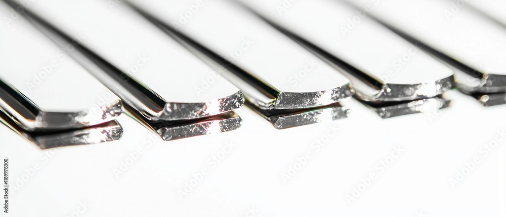 Shiny Metal Strips Closeup Industrial Manufacturing Chrome Steel Texture Shiny Metal Strips Closeup Industrial Manufacturing Chrome Steel Texture