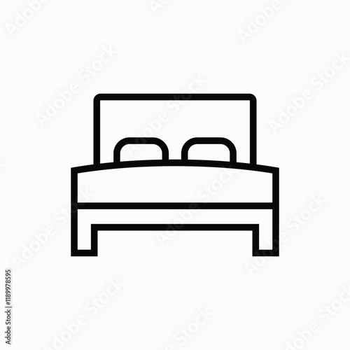 Bed, pillow, mattress icon vector image. Can also be used for real estate, property, land and buildings. Suitable for mobile apps, web apps and print media template