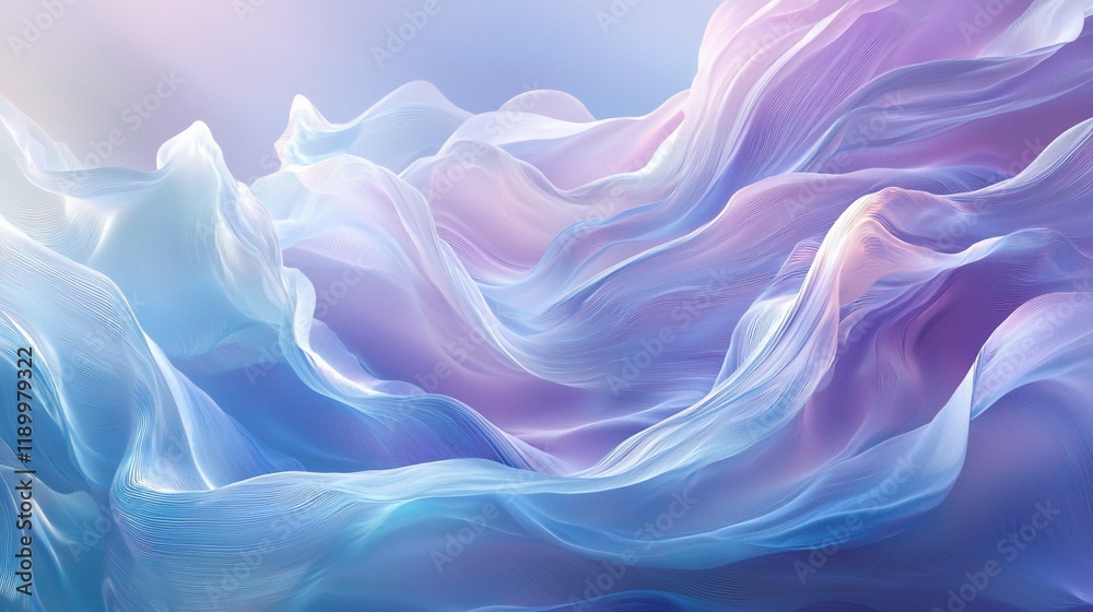 Obraz premium Abstract pastel blue and purple flowing fabric waves.