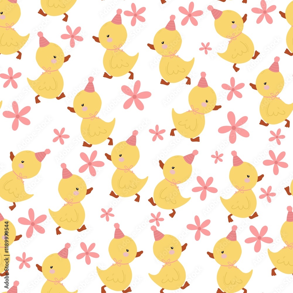 Obraz premium seamless pattern with yellow birds