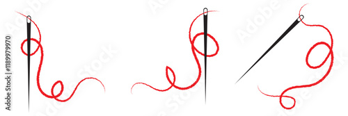 Needle and Thread silhouette icon vector illustration.Tailor logo with needle symbol.Tailor sign template, Sewing instrument design, Stylish Colorful fashion icon.