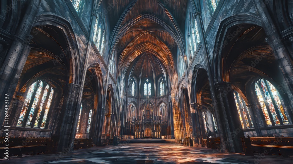 Fototapeta premium Grand cathedral interior, serene light