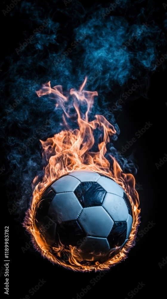 Fototapeta premium Fiery Soccer Ball in Motion Dynamic Sports Image