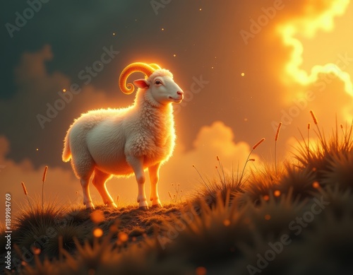 Majestic Ram at Sunset photo