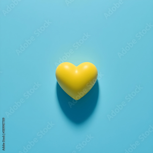 Vibrant Yellow Heart Against a Sky Blue Background