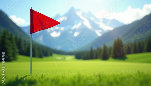 Golf Flagstick with Mountain View
