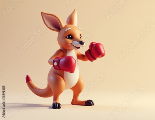 Boxing Kangaroo Cartoon Character photo