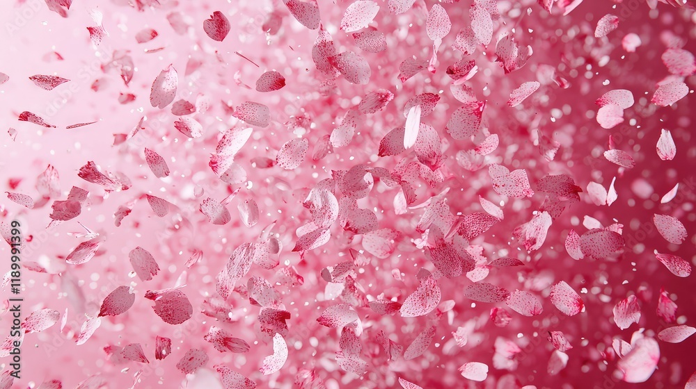 Fototapeta premium Floating Pink Petals with Sparkles on Soft Background