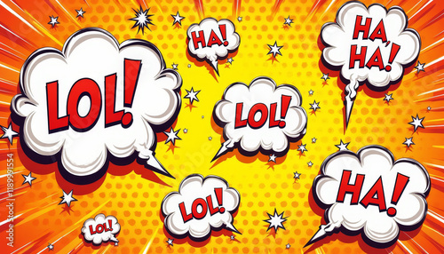 Comic Bubble with LOL and Ha-ha! Inscriptions
