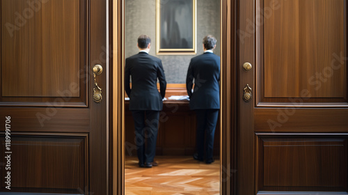 Business People Negotiating and Collaborating in a Boardroom Behind Closed Doors for Corporate Strategy and Leadership Planning






