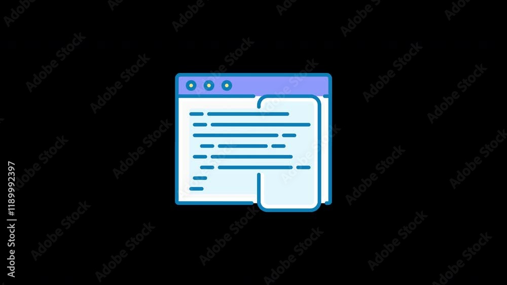 Illustration of a web browser window with visible code lines in a flat design style. Illustration of a web browser window with visible code lines in a flat design style.
