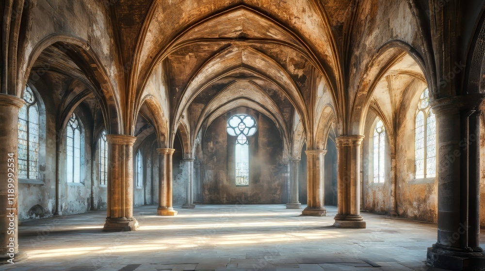 Ancient hall bathed in sunlight Ancient hall bathed in sunlight