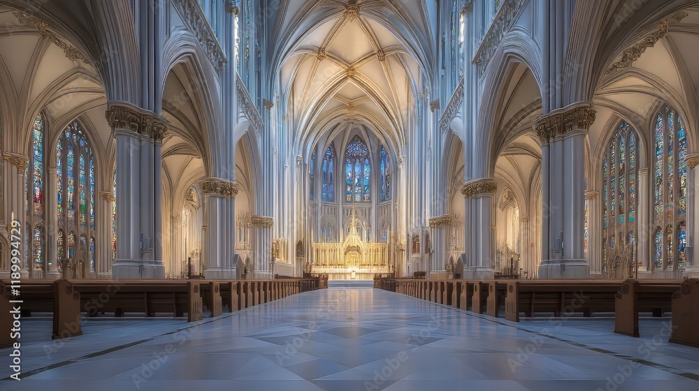 Fototapeta premium Grand cathedral interior, serene light