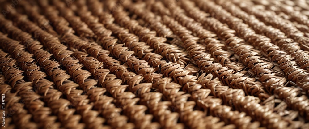 Close-up of woven wicker texture with light and shadows, background, design