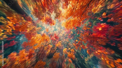 Wallpaper Mural Vibrant Autumn Leaves with Rays of Light through the Canopy Torontodigital.ca