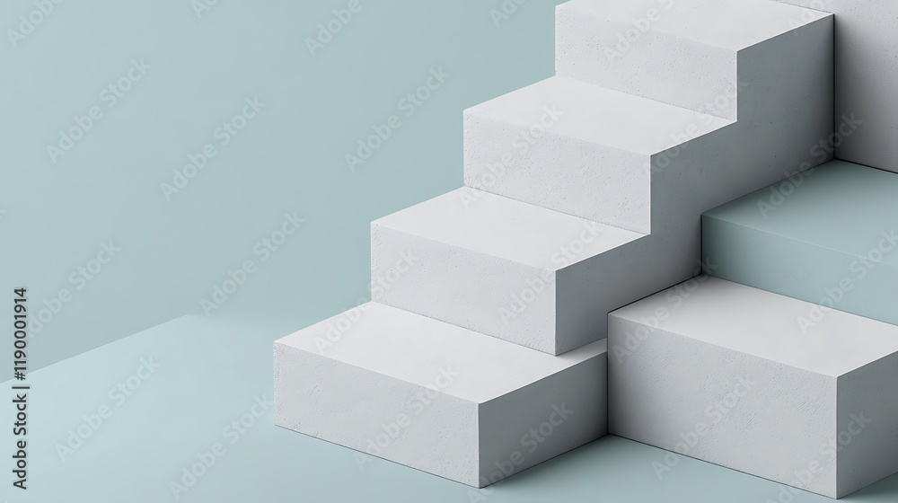 Abstract White Cubes Ascending Steps Design Abstract White Cubes Ascending Steps Design
