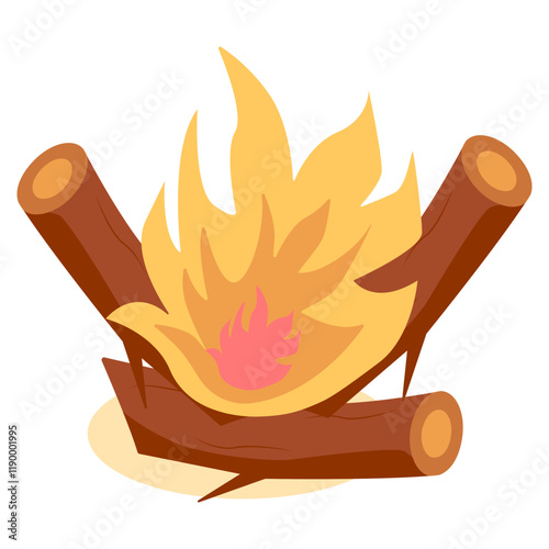 Cartoon Campfire Illustration with Simple Cartoon Design. Flat Vector Clipart.