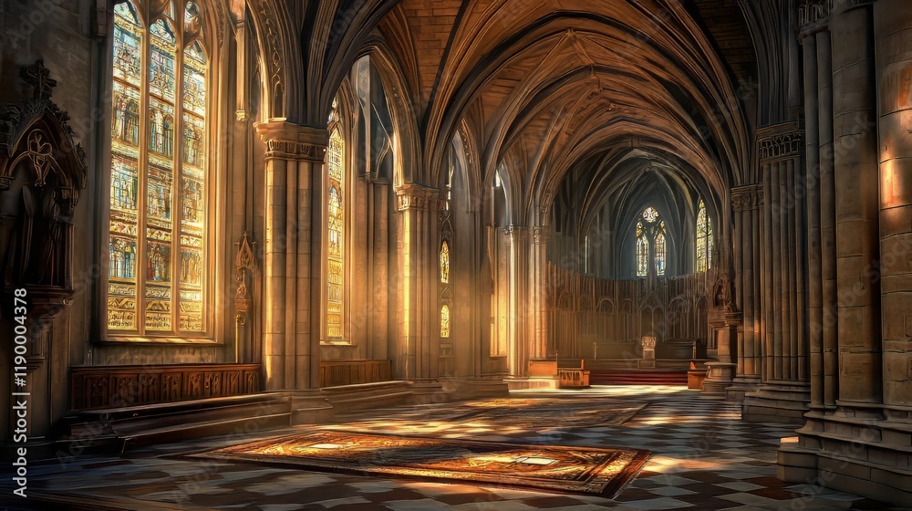 Sunlit Cathedral Interior Grandeur Sunlit Cathedral Interior Grandeur
