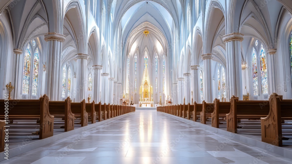 Fototapeta premium Grand church interior, serene and bright