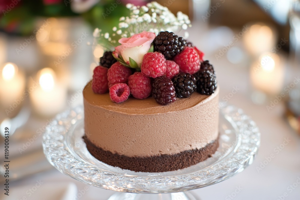 custom made wallpaper toronto digitalElegant Chocolate Mousse Cake with Fresh Berries