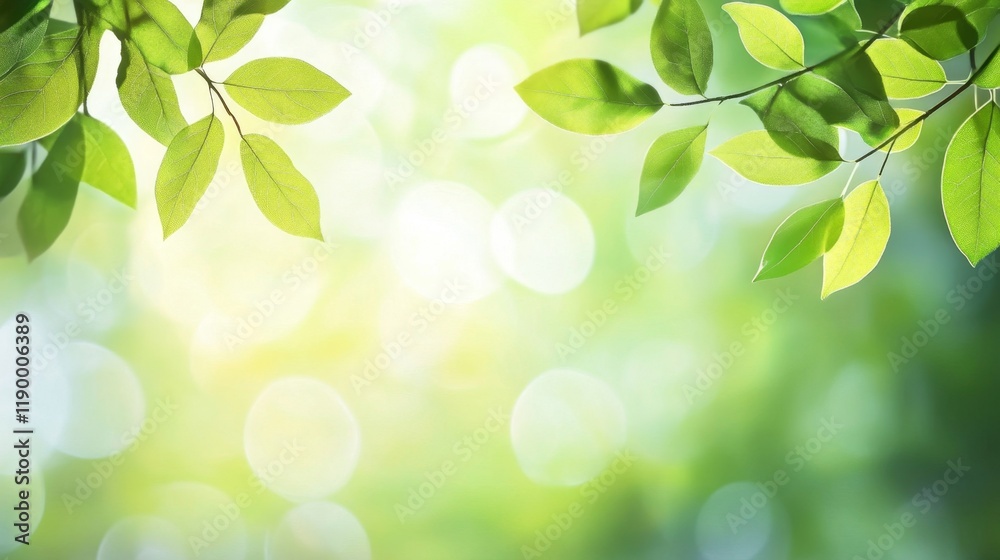 Green Leaves with Soft Focus Background in Natural Setting Green Leaves with Soft Focus Background in Natural Setting