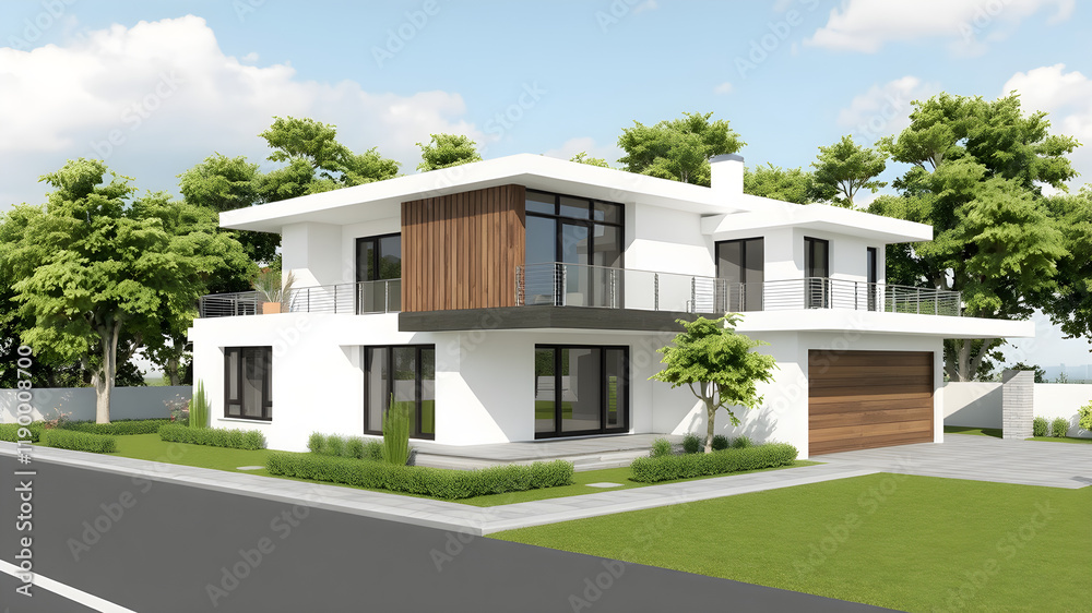 modern house in the summer modern house in the summer
