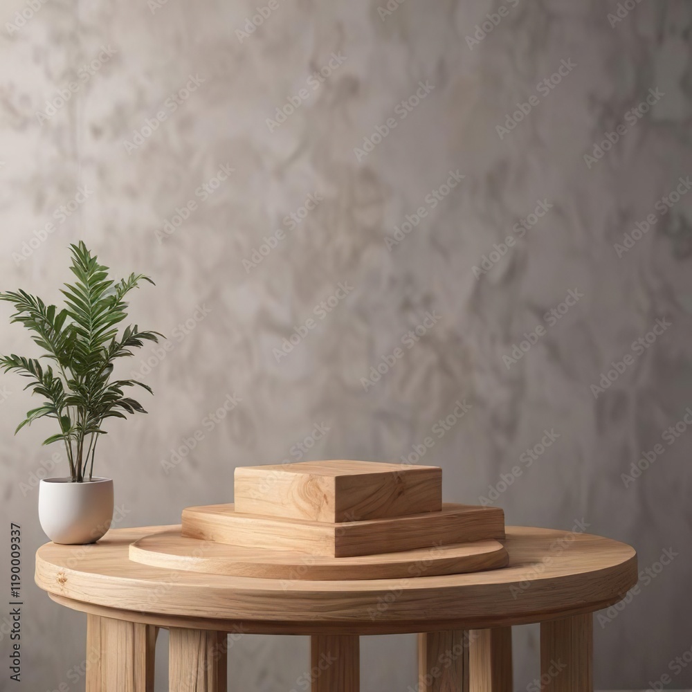 Elegant wooden podium for cosmetic display with empty space for branding, skincare, minimal, exhibition, retail Elegant wooden podium for cosmetic display with empty space for branding, skincare, minimal, exhibition, retail