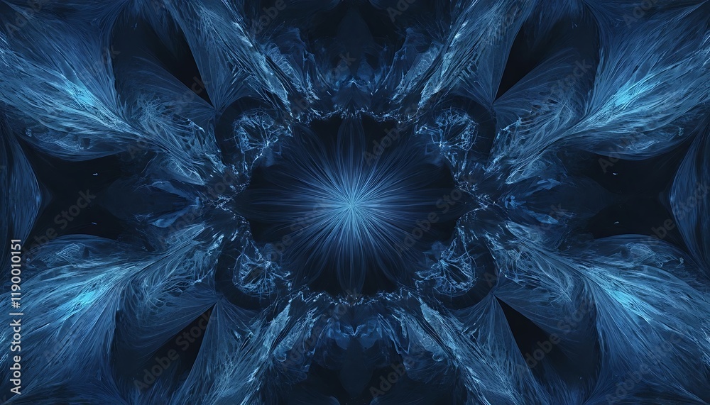 Obraz premium Abstract Blue Fractal Design Showing Symmetrical Patterns