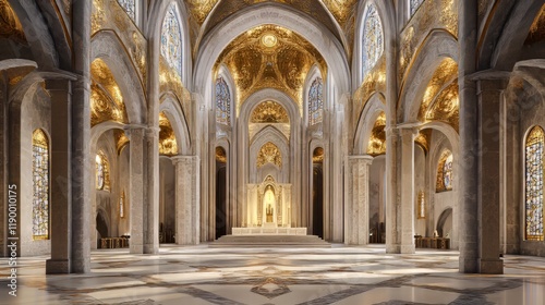 Grand cathedral interior  golden details