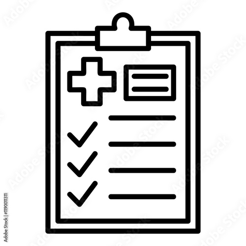 Modern line art medical record with checklist icon. Ideal for healthcare, medical, and administrative projects. 