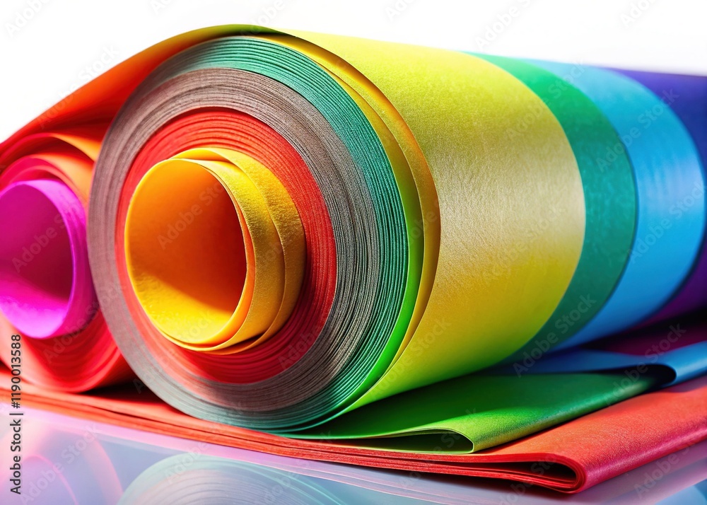 Obraz premium Colorful Paper Roll Photography: Bright, Sharp Images of Rolled Paper Textures