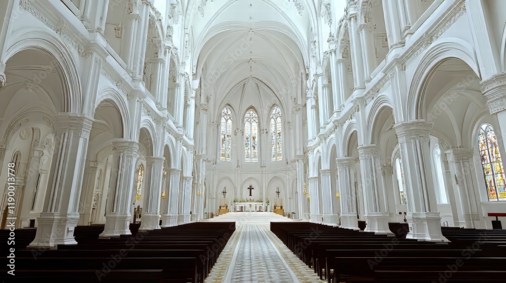 Fototapeta premium Grand white cathedral interior