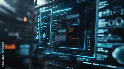 Wallpaper Mural Transparent screens showing production metrics in an advanced factory Torontodigital.ca