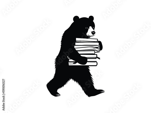 Back to School Bear Silhouette - Fun Animal Design for Seasonal Artwork