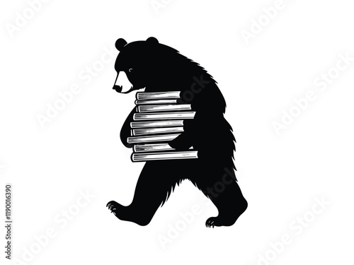 Back to School Bear Silhouette - Fun Animal Design for Seasonal Artwork