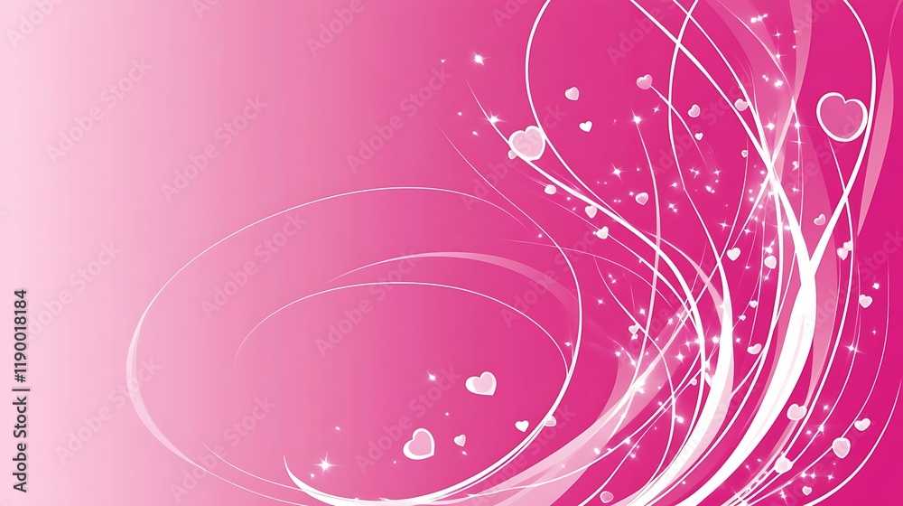 Pink Abstract Background With Hearts and Swirls Pink Abstract Background With Hearts and Swirls