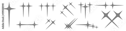 Y2K Aesthetic Sparkling Stars Retro Trendy Minimalistic Abstract Design for Futuristic Digital Graphics, Posters and Illustration Resources