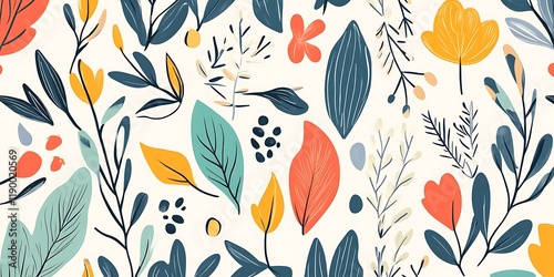 Colorful floral pattern design, nature background, spring