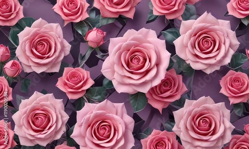 Seamless geometric roses pattern with abstract shapes, repetitive, modern, geometric