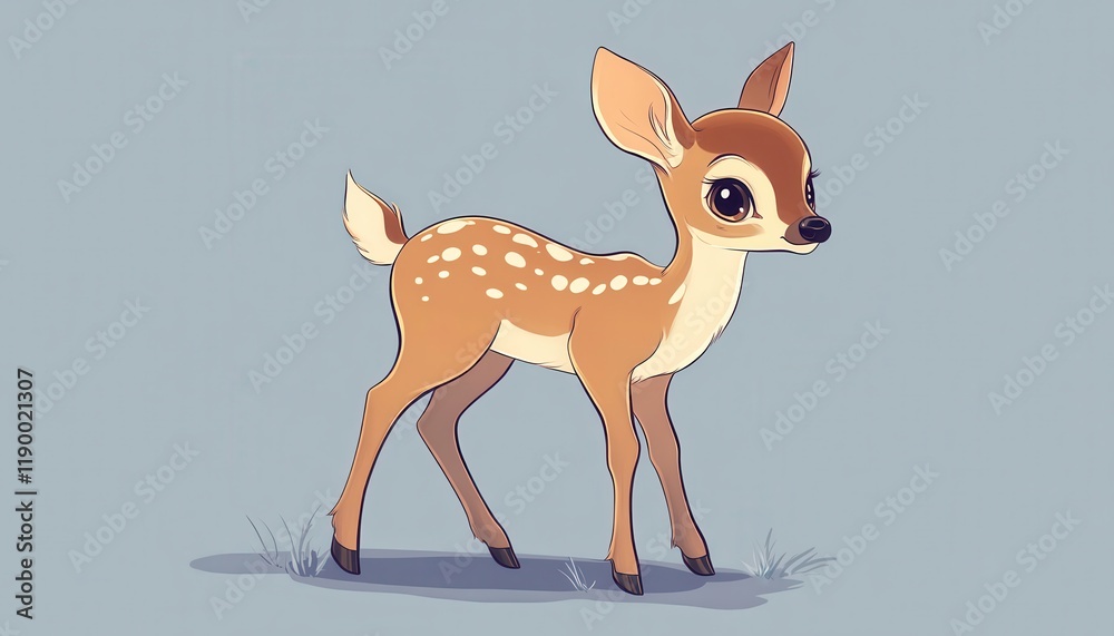Fototapeta premium Adorable Spotted Fawn Stands Gracefully in Nature