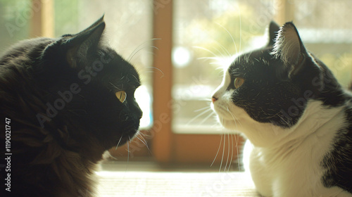 Cats Staring At Each other